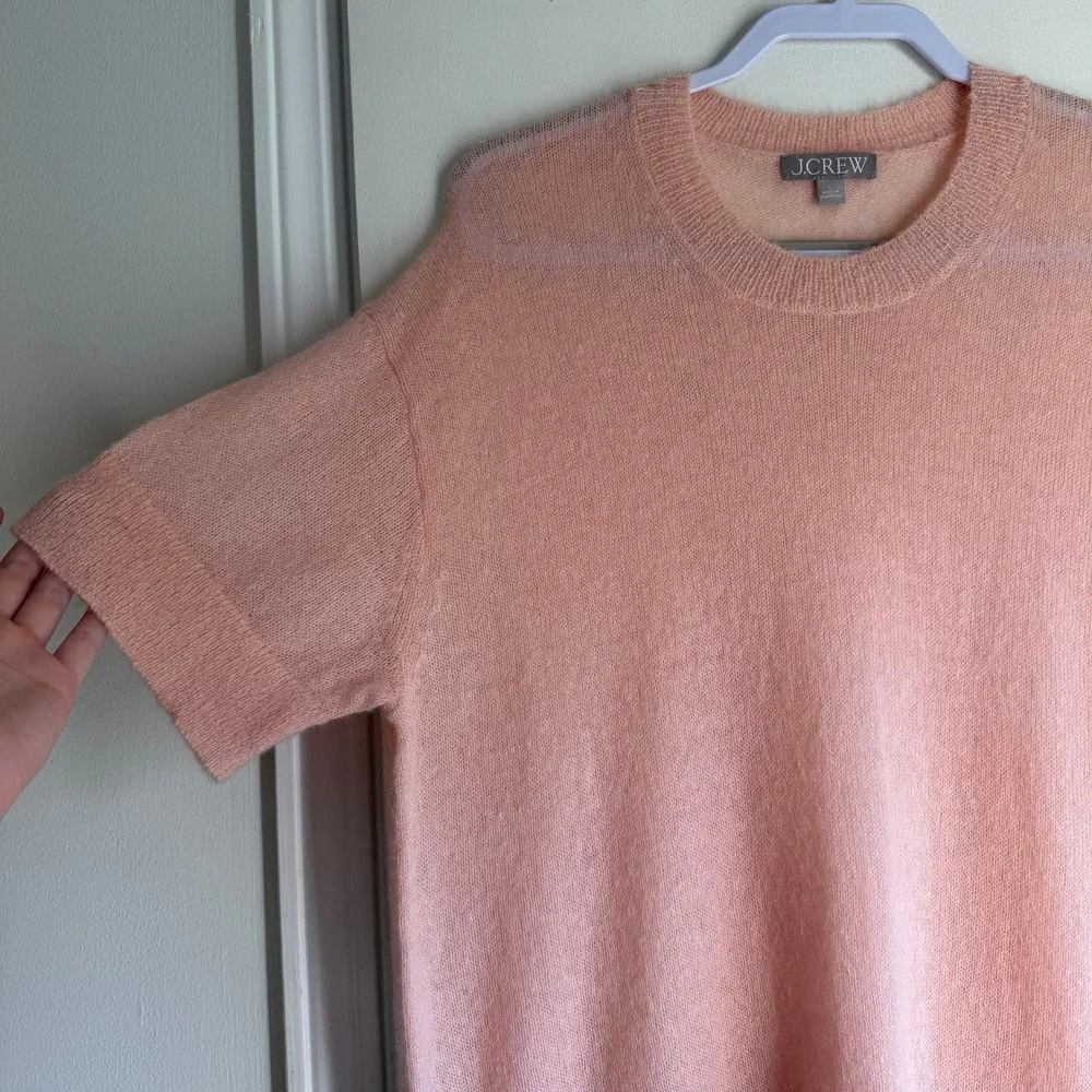 J.Crew Womens Alpaca Wool Blend Short Sleeve Crewneck Sweater Peach Large